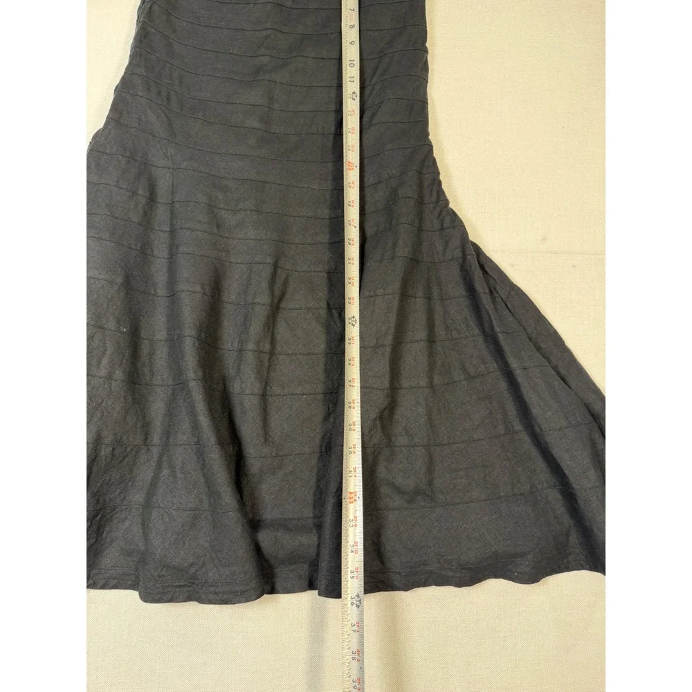 Persaman New York Black Linen Blend Mermaid Maxi Skirt Size 4 Textured Tiered